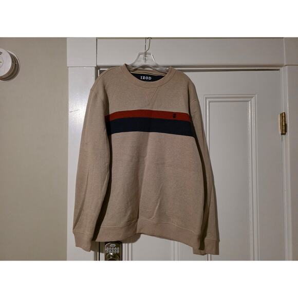 IZOD Sweatshirt Mens L Advantage Performance Striped Fleece Pullover - Picture 5 of 10